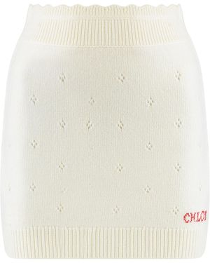 Chloé Fitted Wool And Cashmere Miniskirt - White
