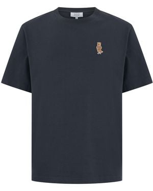 Maison Kitsuné Cotton T-Shirt With Short Sleeves - Blue