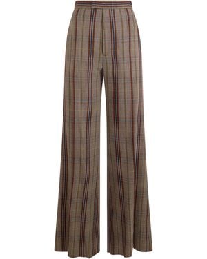 Vivienne Westwood Palazzo Trousers Checked Viscose Wide-Leg Trousers - Brown