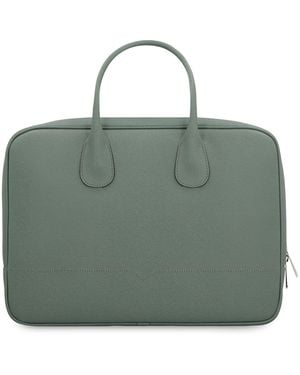 Valextra My Logo Leather Briefcase - Green