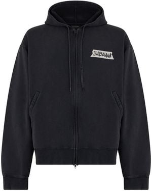 Balenciaga Cotton Sweatshirt With Print - Blue