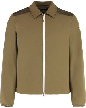 Moncler Quilted Seersucker Shirt With Zip - Green
