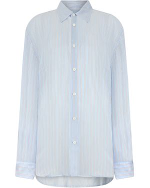 Dries Van Noten Cupro Striped Shirt - Blue