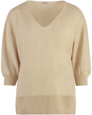Agnona Cashmere And Linen Jumper - Natural