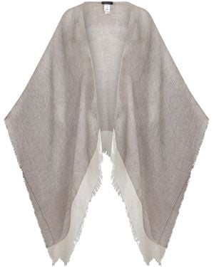 Fabiana Filippi Fringed Linen Fabric Cloak - Gray