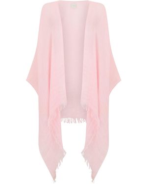 120% Lino Wide Linen Cape - Pink