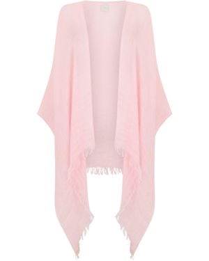 120% Lino Wide Linen Cape - Pink