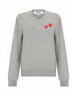 COMME DES GARÇONS PLAY Jumper With V-Neck - Grey