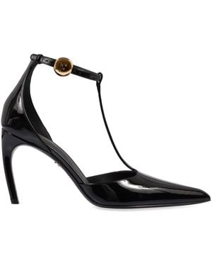 Ferragamo T-Strap Patent Leather Court Shoes - Black