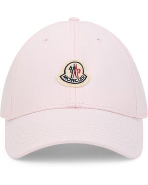 Moncler Cappello da baseball in cotone con logo - Rosa