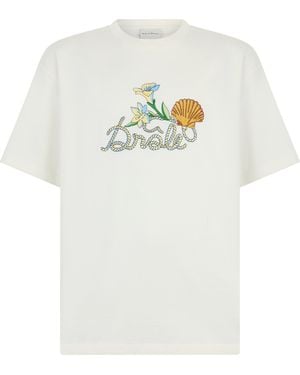 Drole de Monsieur T-Shirt With Embroidery - White
