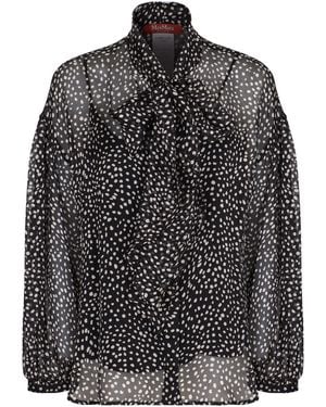 Max Mara Silk Blouse With Polka Dots - Black