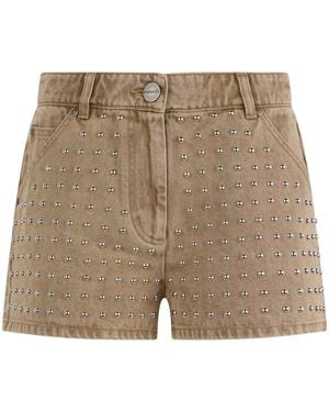 Pinko Denim Shorts With Studs Cotton - Natural