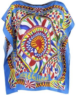 Dolce & Gabbana Stunning Printed Twill Blouse For - Blue