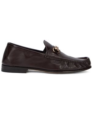Gucci Leather Moccasins - Brown