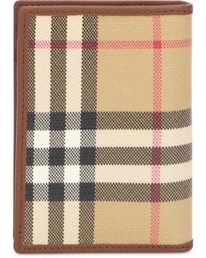 Burberry Portafoglio bifold Check in canvas - Neutro