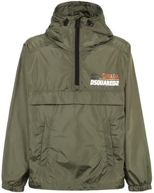 DSquared² Hooded Techno Fabric Raincoat - Green