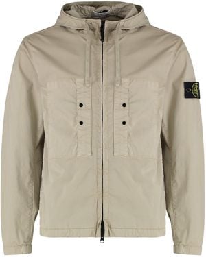 Stone Island Hooded Cotton Jacket - Natural
