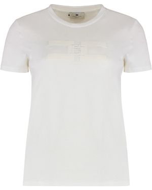 Elisabetta Franchi T-shirt girocollo in cotone - Bianco