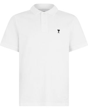 Ami Paris Cotton Polo With Short Sleeves - White