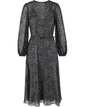 Max Mara Dress In Printed Chiffon - Black