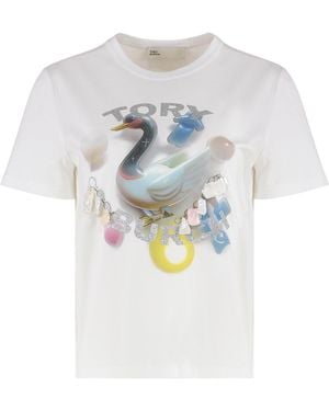 Tory Burch Cotton Crew-Neck T-Shirt T-Shirts & Jerseys - White