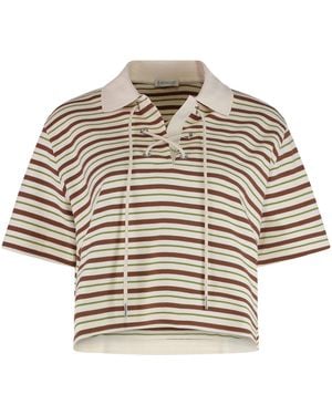 Moncler Striped Cotton Polo - Natural