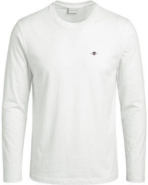 GANT Long Sleeve T-Shirt With Embroidered Logo - White
