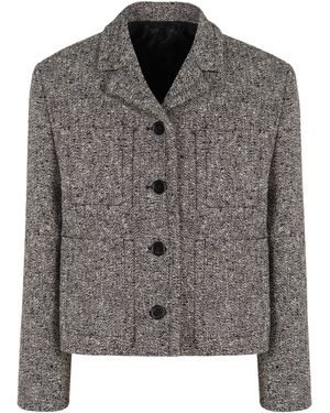 Gucci Double Wool And Cotton Mouliné Jacket - Grey