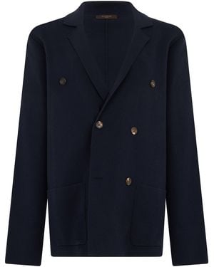 Slowear Cotton Double-Breasted Jacket - Blue