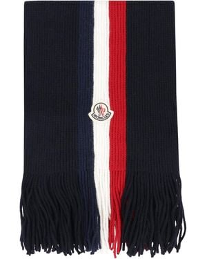 Moncler Tri-Colored Wool Scarf - Blue