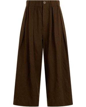 Uma Wang Pantaloni larghi con vita elasticizzata - Marrone