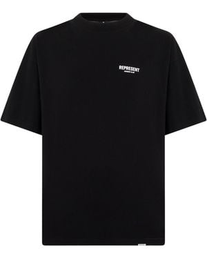 Represent Mini Embroidered Logo Crew Neck Short-Sleeve T-Shirt - Black