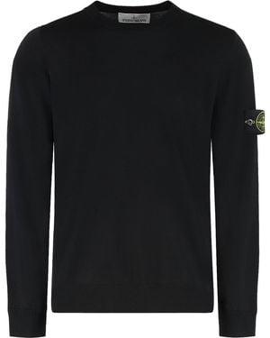 Stone Island Virgin Wool Crew-Neck Jumper - Black