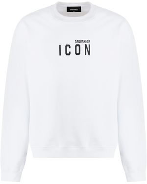 DSquared² Felpa girocollo in cotone con logo - Bianco