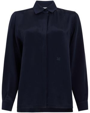 Max Mara Silk Shirt With Long Sleeves - Blue
