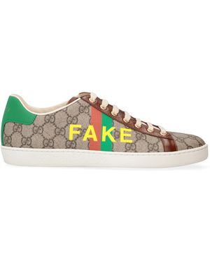 Gucci Ace Fake-not Print Trainers - Natural