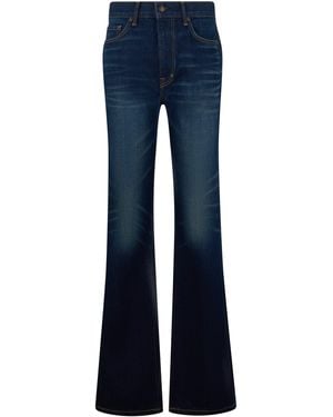 Tom Ford Pantaloni Svasati in Denim a vita alta - Blu