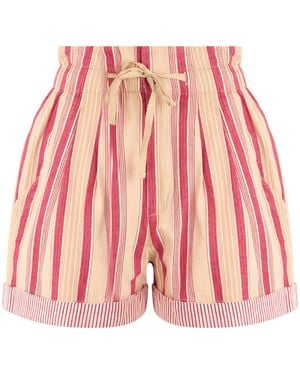 Isabel Marant Cotton Shorts With Stripes - Red