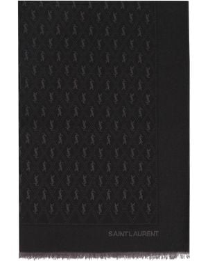 Saint Laurent Wool Blend Scarf - Black