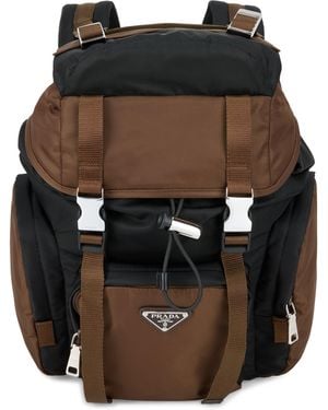 Prada Zaino con placca logo e fibbia - Nero