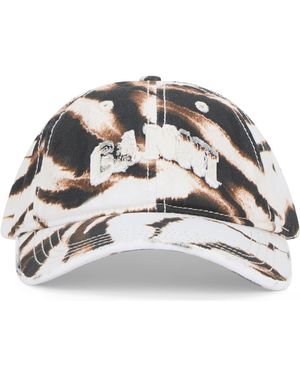 Ganni Cap With Print Visor - Grey
