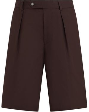 BOSS Short Trousers With Pleats - Brown