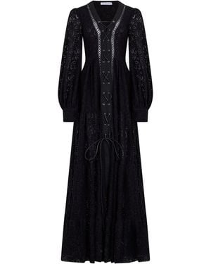 LES FILLES D'EVA Long Lace Dress With Ties - Black