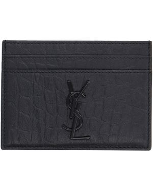 Saint Laurent Portacarte in pelle stampata - Grigio