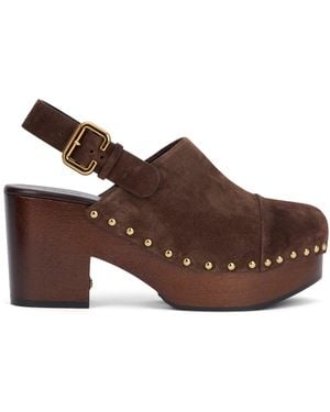 Chloé Zoccoli con borchie e plateau - Marrone