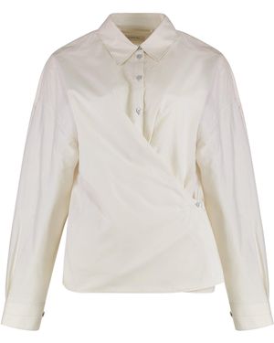 Lemaire Light Cream Straight Collar Twisted Cotton Shirt - White