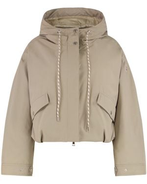 Moncler Short Eucalyptus Jacket With Hood - Natural