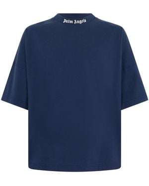 Palm Angels Oversized T-Shirt With Logo - Blue