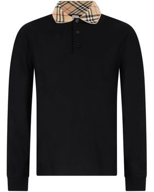 Burberry Cotton Sweater With Polo Collar - Black